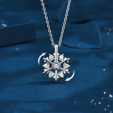 Rotatable Silver Snowflake Necklace