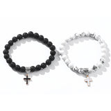 Volcanic Rock Cross Bracelet